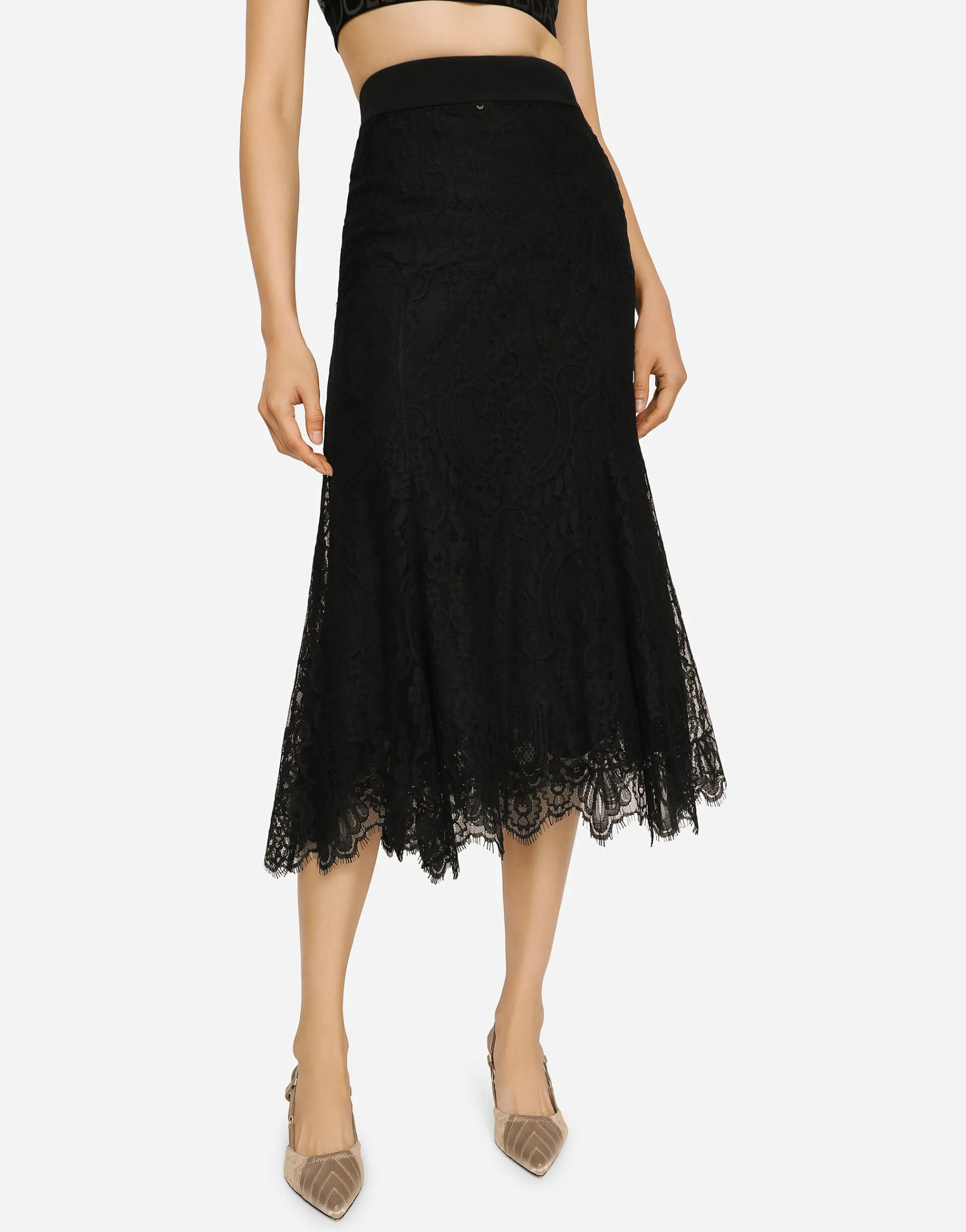 Long chantilly lace skirt