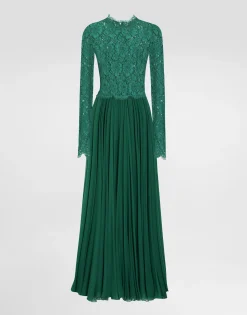 Long chiffon and lace dress