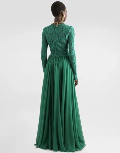 Long chiffon and lace dress