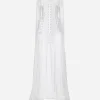 Long chiffon dress with corset details