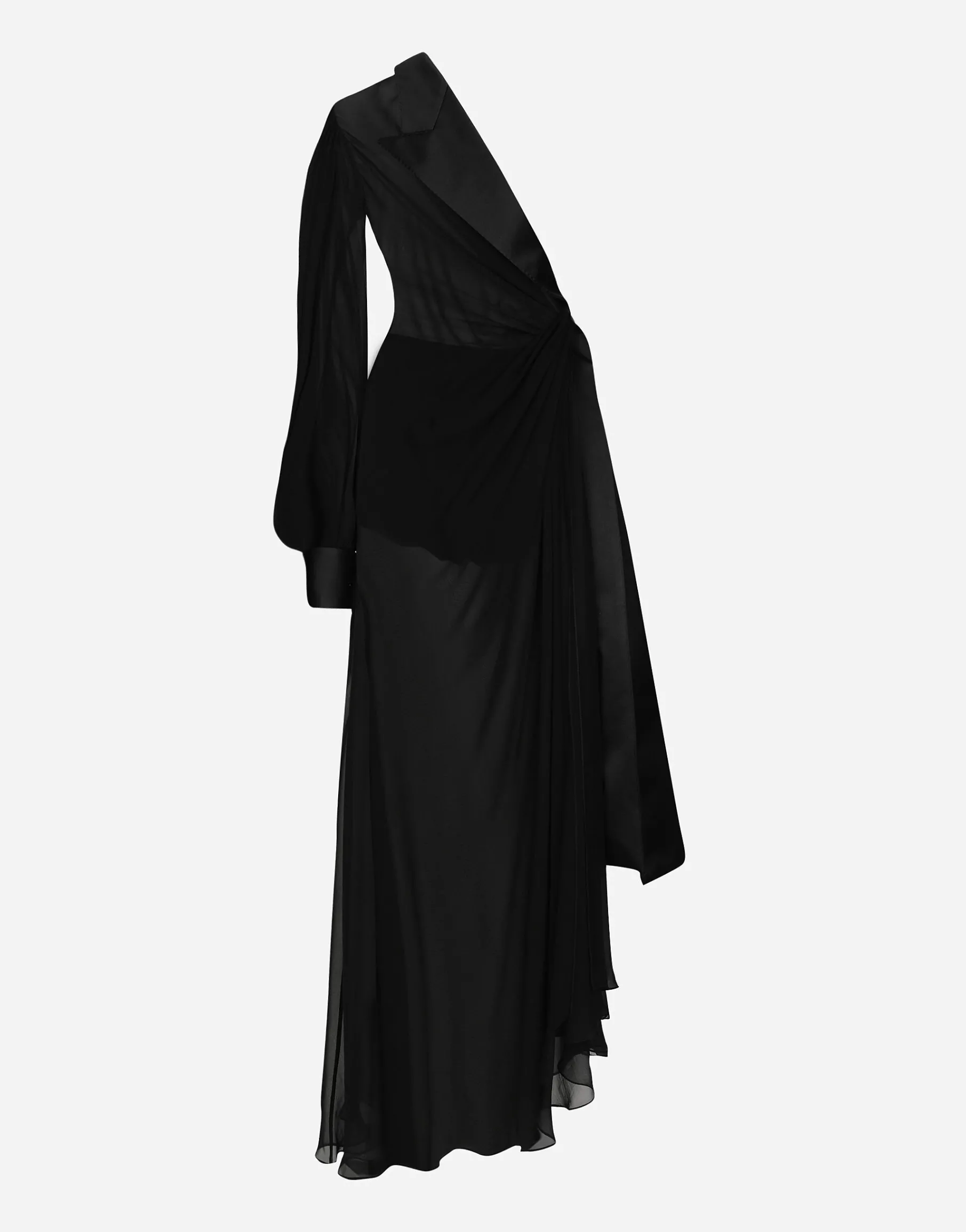 Long chiffon one-shoulder dress