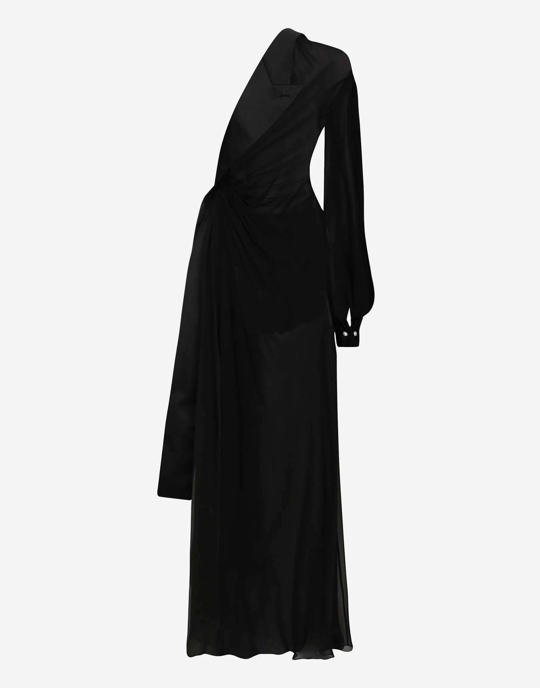 Long chiffon one-shoulder dress