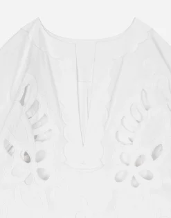 Long cotton caftan with cut-out detailing