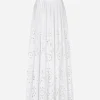 Long cotton circle skirt with cut-out detailing