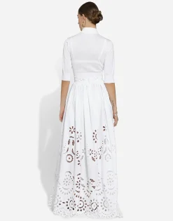 Long cotton circle skirt with cut-out detailing