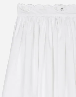 Long cotton circle skirt with cut-out detailing