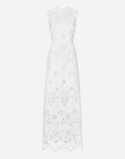 Long cotton dress with cut-out detailing