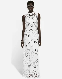 Long cotton dress with cut-out detailing