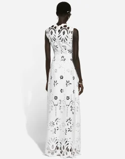 Long cotton dress with cut-out detailing