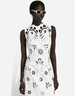 Long cotton dress with cut-out detailing