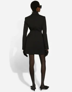 Long double-breasted Dolce tuxedo jacket in stretch wool