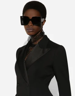 Long double-breasted Dolce tuxedo jacket in stretch wool