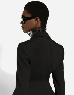 Long double-breasted Dolce tuxedo jacket in stretch wool