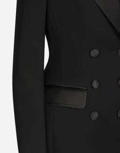 Long double-breasted Dolce tuxedo jacket in stretch wool
