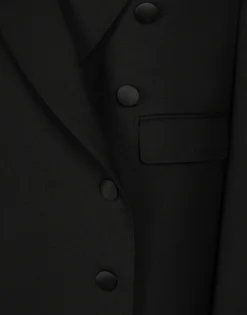 Long double-breasted tuxedo coat in double wool gabardine