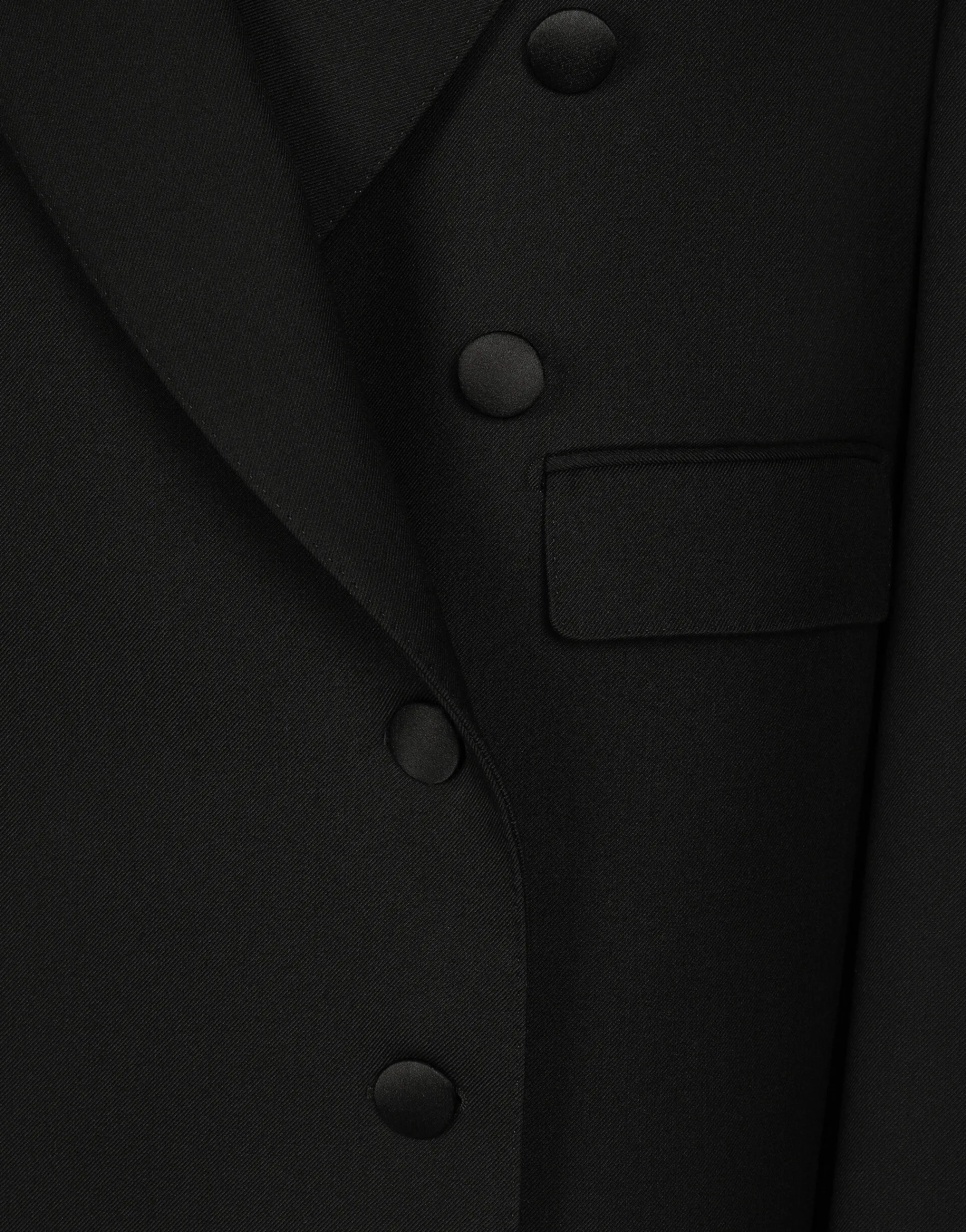 Long double-breasted tuxedo coat in double wool gabardine