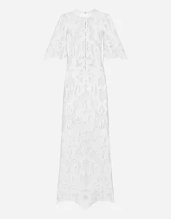 Long dress with openwork embroidery
