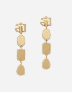 Long earrings with DG logo and multi-colored rhinestones