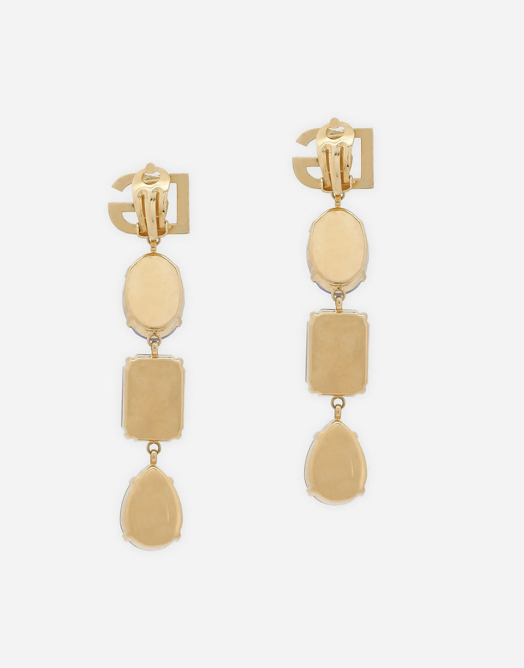 Long earrings with DG logo and multi-colored rhinestones