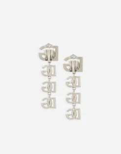 Long earrings with two-tone DG multi-logo