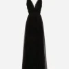 Long flocked lurex tulle dress