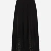 Long georgette skirt with lace edgings