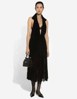 Long georgette skirt with lace edgings