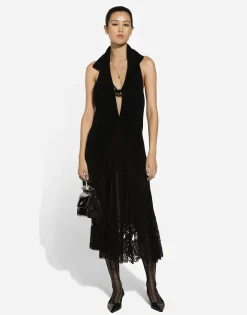 Long georgette skirt with lace edgings