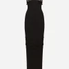 Long jersey Milano rib dress with corset