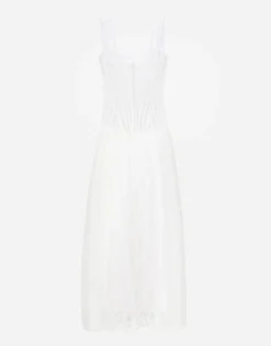 Long lace dress with corset detailing