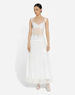 Long lace dress with corset detailing