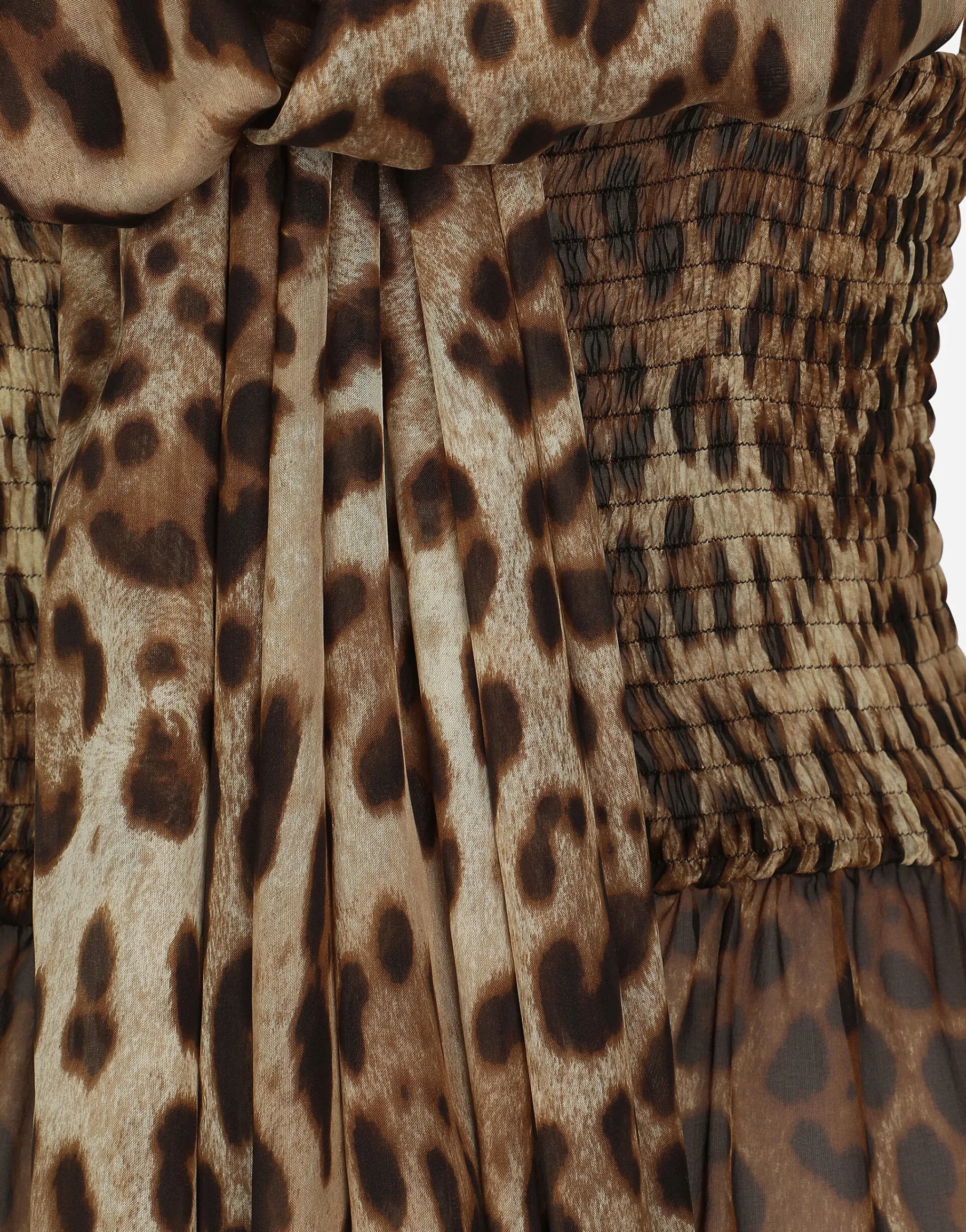 Long leopard-print chiffon dress