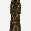 Long leopard-print faux fur coat