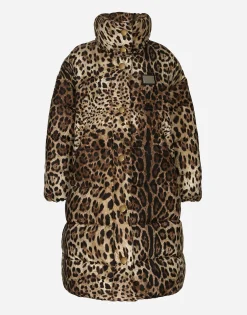 Long leopard-print nylon jacket