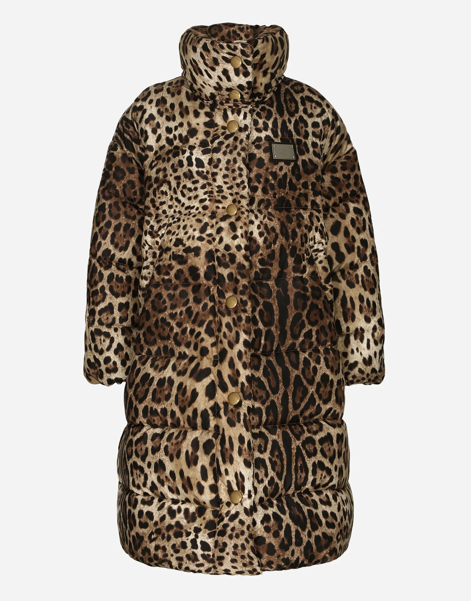 Long leopard-print nylon jacket