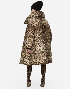 Long leopard-print nylon jacket