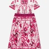 Long Majolica-print poplin dress