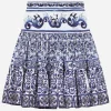 Long majolica-print poplin skirt