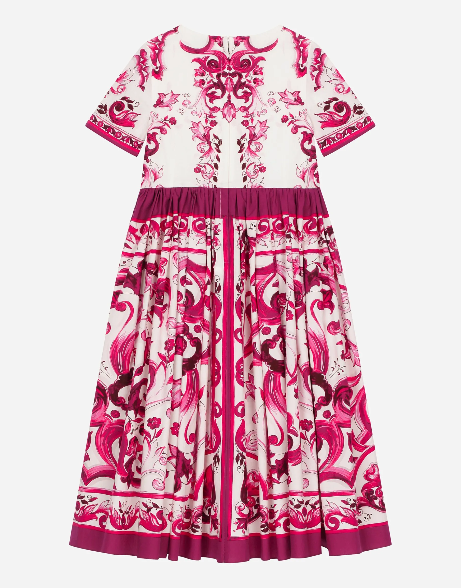 Long Majolica-print poplin dress