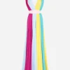 Long multi-colored chiffon dress