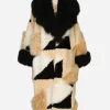 Long patchwork sheepskin coat
