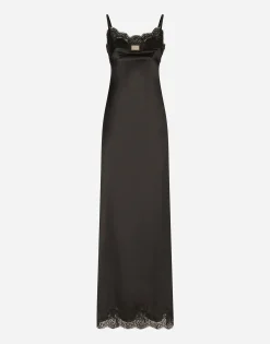 Long satin slip dress with the Dolce&Gabbana tag