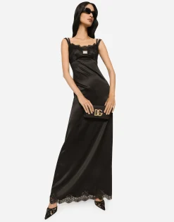 Long satin slip dress with the Dolce&Gabbana tag