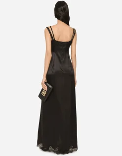 Long satin slip dress with the Dolce&Gabbana tag