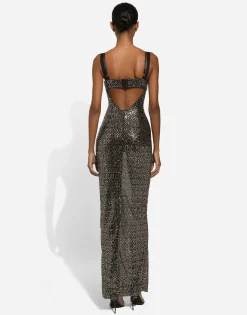 Long sequined corset dress