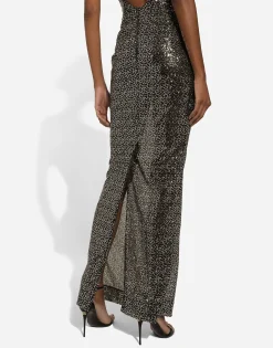 Long sequined corset dress
