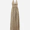 Long sequined dress with slit