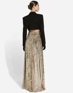 Long sequined dress with slit