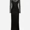 Long sequined mesh dress