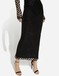 Long sequined mesh dress